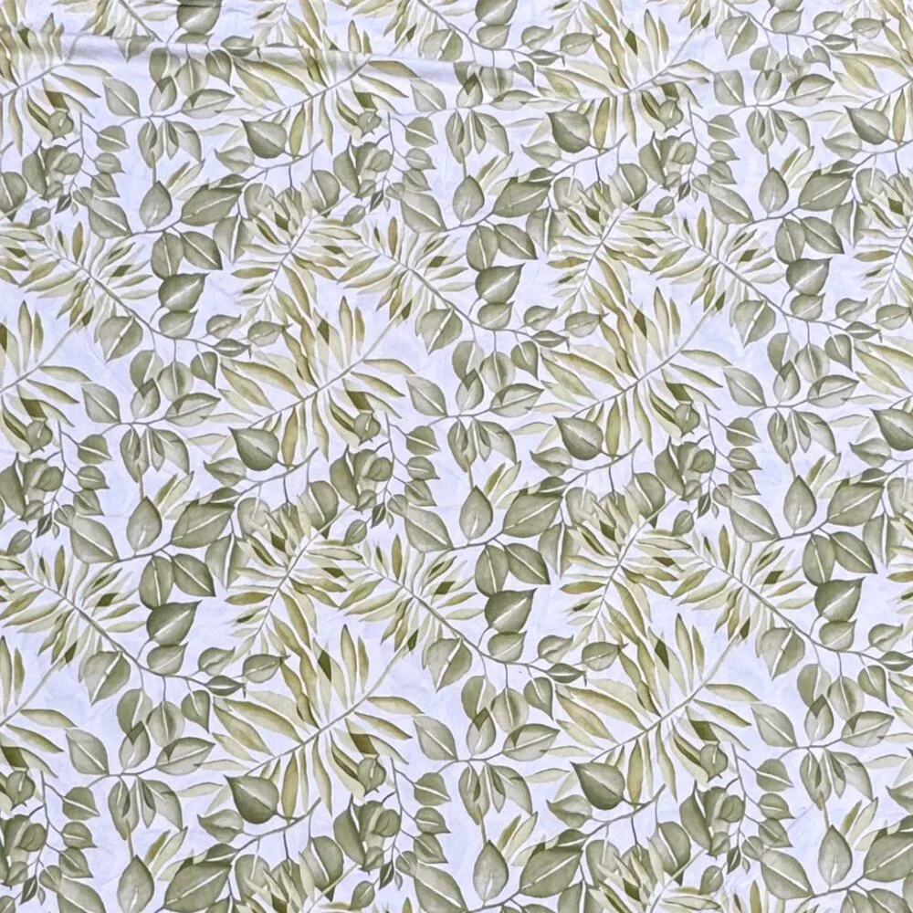 Pottery Barn Green Botanical Leaf Print Organic Cotton Duvet Cover Full/Queen